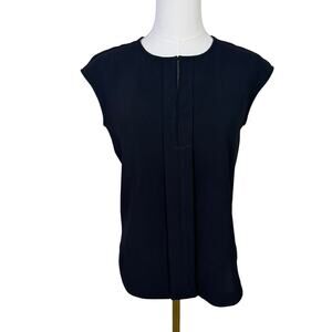 J Crew Cap Sleeve Black Crepe Top US Women's 0 Petite